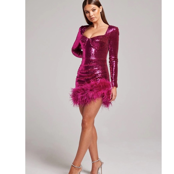 Nadine Merabi sequin and feather dress - Picture 2 of 10